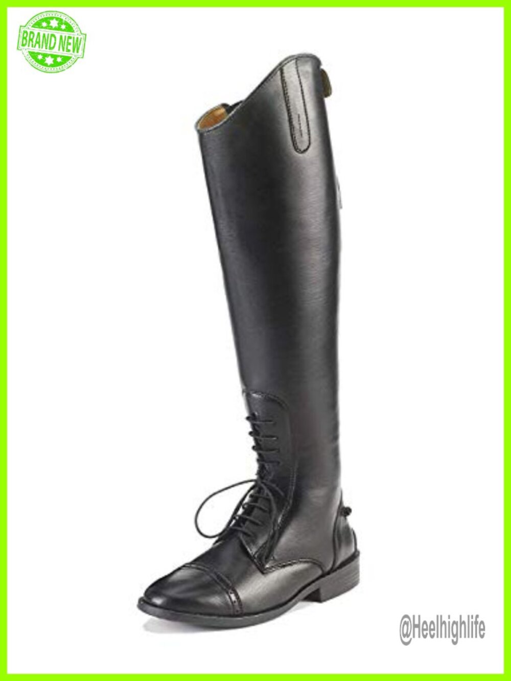Equestrian Riding Boot Synthetic Leather Round Toe Pull-On Mid-Calf